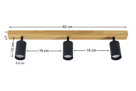 Lampa MODERN - 3 x GU10 - L=60 cm - LED Wood