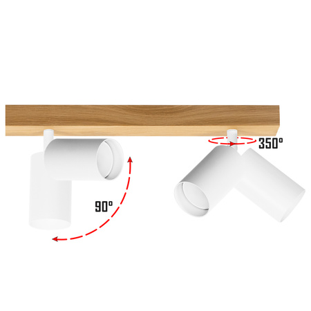 Lampa MODERN Biała - 2 x GU10 - L=35 cm - LED Wood