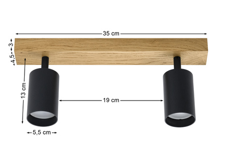 Lampa MODERN - 2 x GU10 - L=35 cm - LED Wood