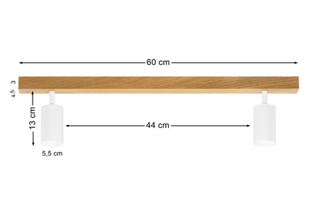 Lampa MODERN Biała - 2 x GU10 - L=60 cm - LED Wood