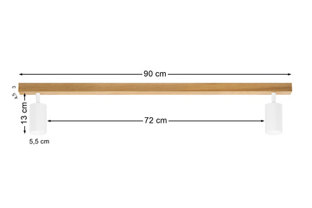 Lampa MODERN Biała - 2 x GU10 - L=90 cm - LED Wood