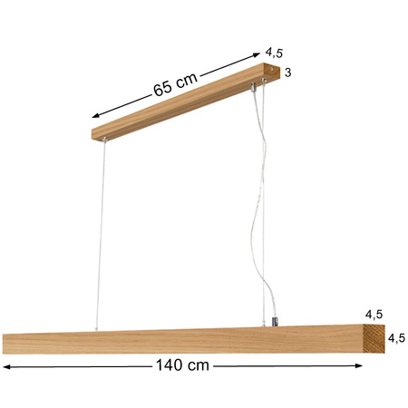 Lampa dębowa SLIM 140 cm 3000K