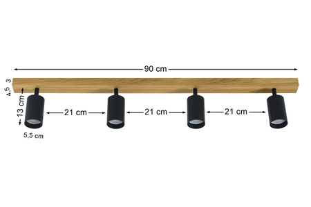 Lampa MODERN - 4 x GU10 - L=90 cm - LED Wood
