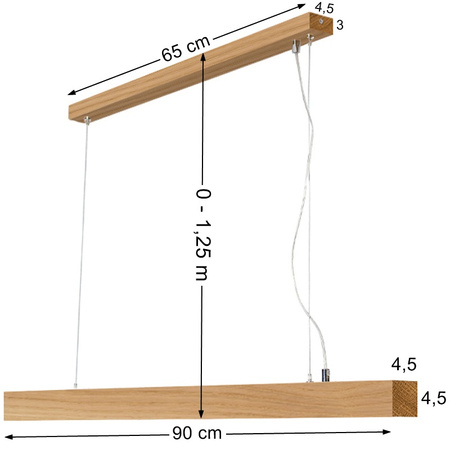 Lampa dębowa SLIM 90 cm 3000K